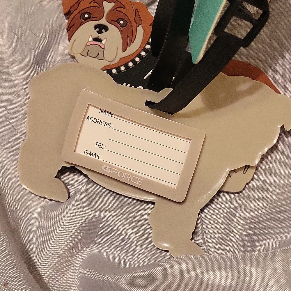 Bulldog luggage tag set new on card - Picture 3 of 3